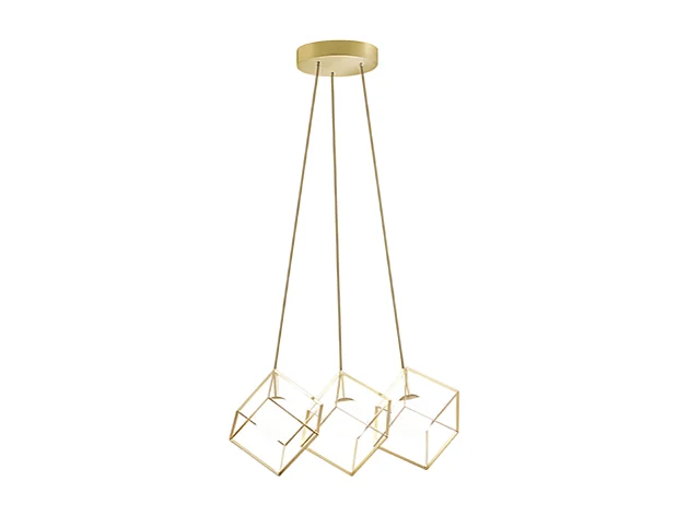 Candeeiro de suspensão CUBE em metal dourado mate Perenz - 3 lâmpadas G9