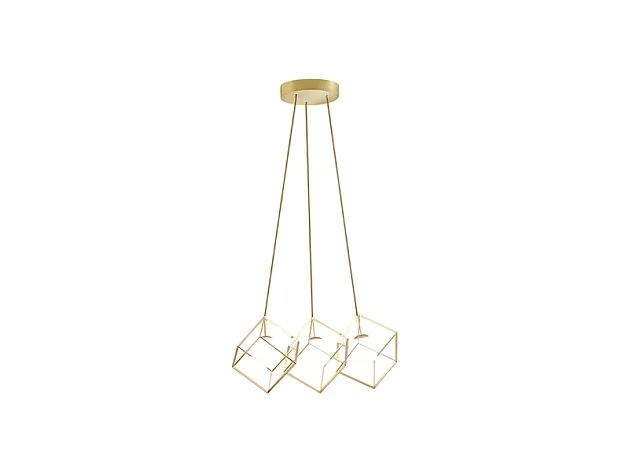 Lampe à suspension CUBE en métal couleur or mat Perenz 3 lampes G9