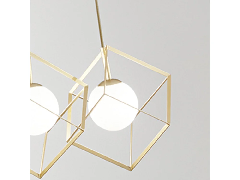 Lampe à suspension CUBE en métal couleur or mat Perenz 3 lampes G9