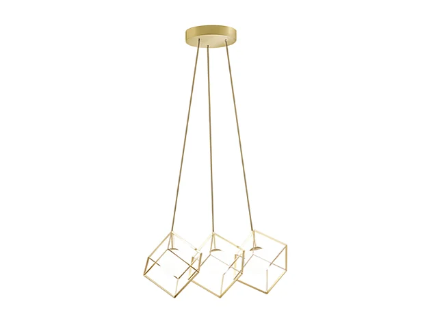 Sospensione in metallo CUBE colore Oro opaco Perenz - 3 lampade G9