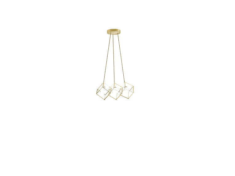 Lampe à suspension CUBE en métal couleur or mat Perenz 3 lampes G9
