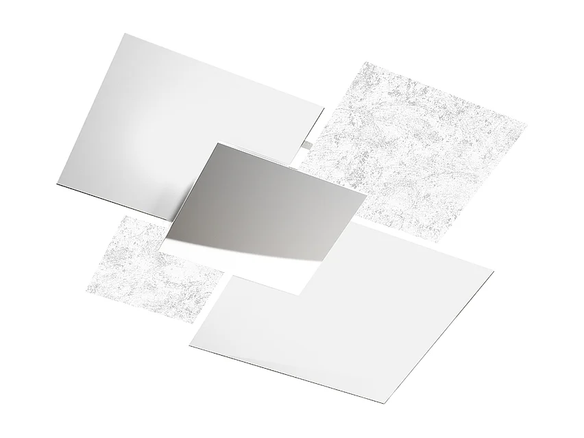 Candeeiro de teto moderno 1088/90-FA Vidro Branco e Folha de Prata 4xE27