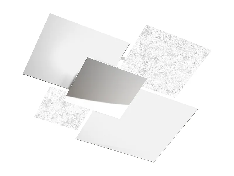 Moderne Deckenleuchte 1088/90-FA aus weißem Glas und Blattsilber 4xE27