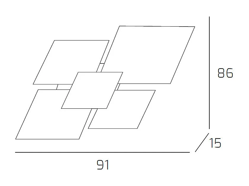 Moderne Deckenleuchte 1088/90-NE Weißes und schwarzes Glas 4xE27