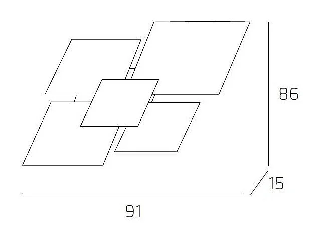 Moderne plafondlamp 1088/90-NE Wit en Zwart Glas 4xE27