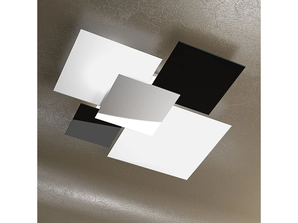 Plafonnier moderne 1088/90-NE Verre Blanc et Noir 4xE27
