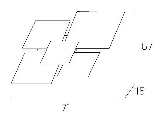 Moderne Deckenleuchte 1088/70-FO aus weißem Glas und Blattgold 4xE27