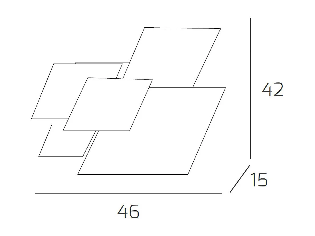 Moderne Deckenleuchte 1088/45-FO aus weißem Glas und Blattgold 4xG9