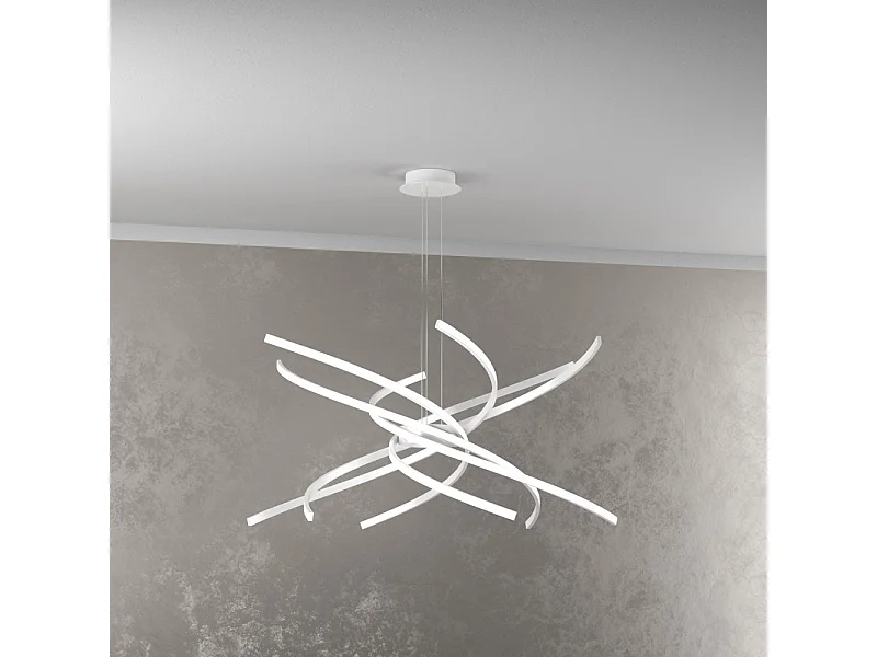 Lampadario a Led Moderno Top Light Tornado 69W 4450LM 1163/S80 Bianco