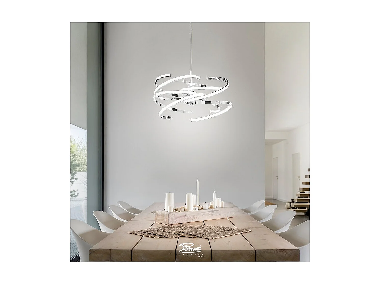 Suspensão LED em metal cromado polido 70W 6396 CL LN Perenz 4000K