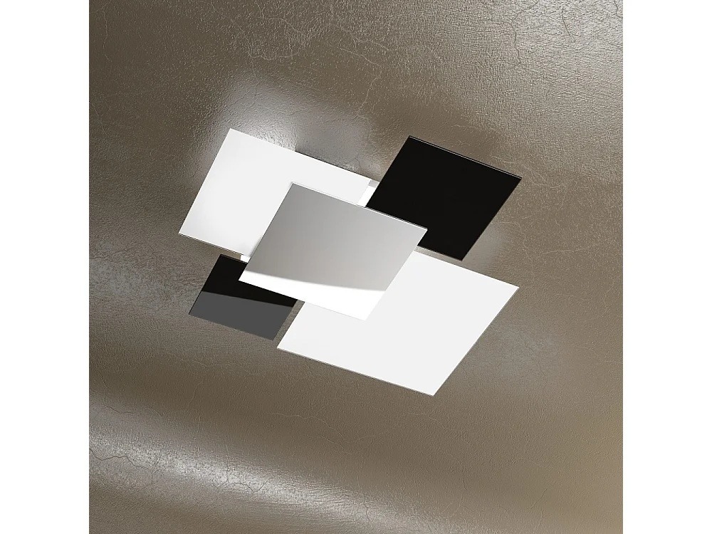 Moderne plafondlamp 1088/70-NE Wit en Zwart Glas 4xE27