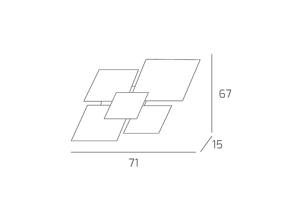 Lampada da soffitto moderna 1088/70-NE Vetri Bianchi e Neri 4xE27