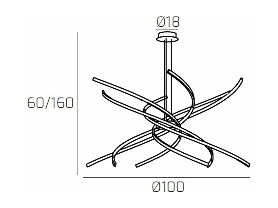Lámpara de araña LED moderna Tornado, 88 W, 5950 lm, 1163/S100, color oro bruñido