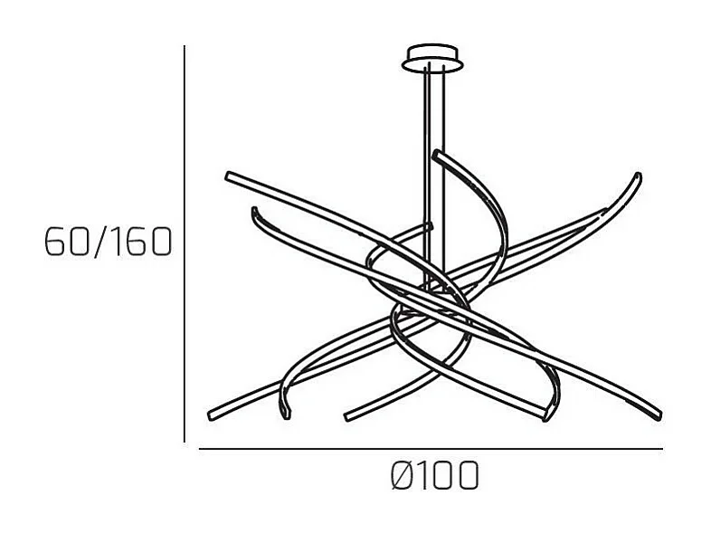 Lámpara de araña LED moderna Tornado, 88 W, 5950 lm, 1163/S100, color oro bruñido