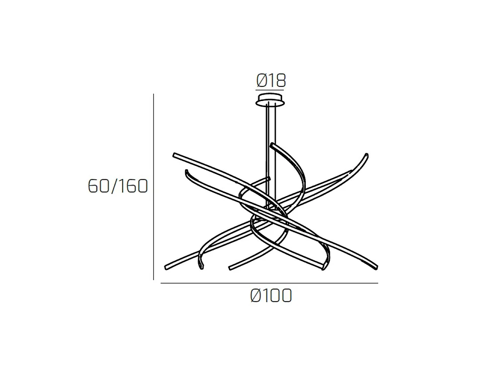 Lustre LED moderne Top Light Tornado 88W 5950LM 1163/S100 Or bruni