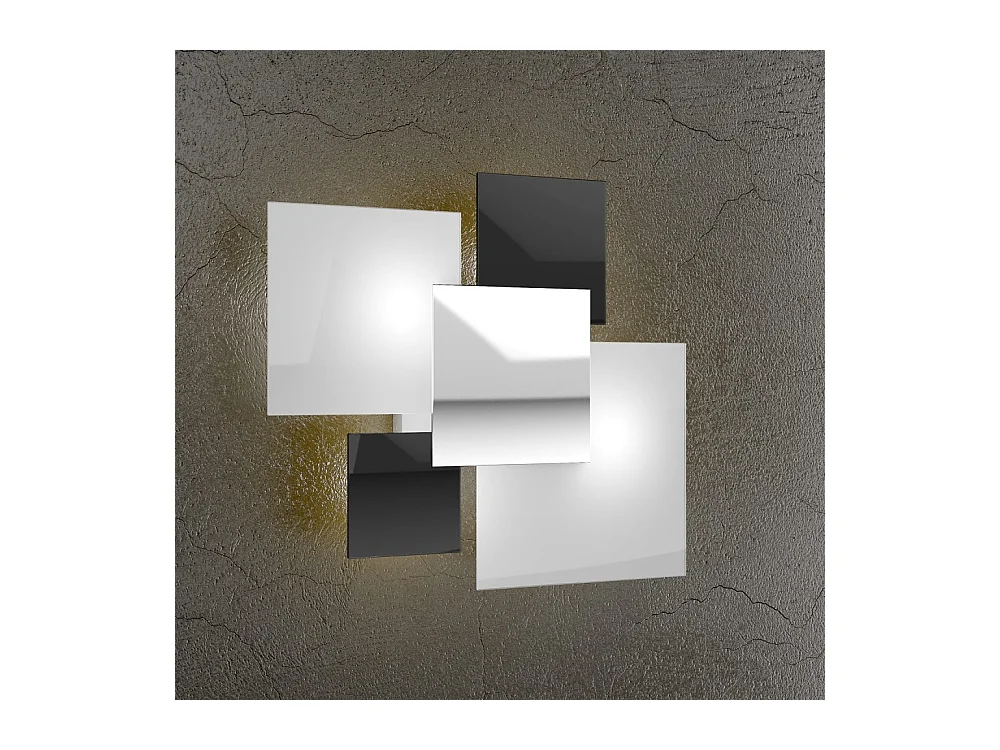 Moderne Deckenleuchte 1088/45-NE Weißes und schwarzes Glas 4xG9