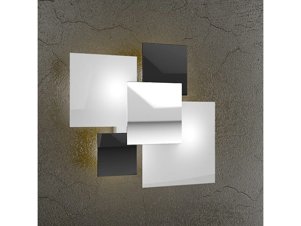 Moderne Deckenleuchte 1088/45-NE Weißes und schwarzes Glas 4xG9