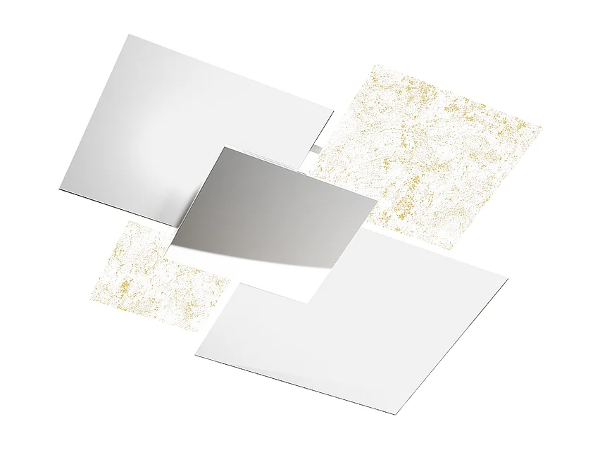 Plafonnier moderne 1088/90-FO Verre Blanc et Feuille d'Or 4xE27