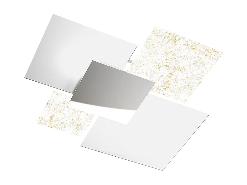 Plafonnier moderne 1088/90-FO Verre Blanc et Feuille d'Or 4xE27