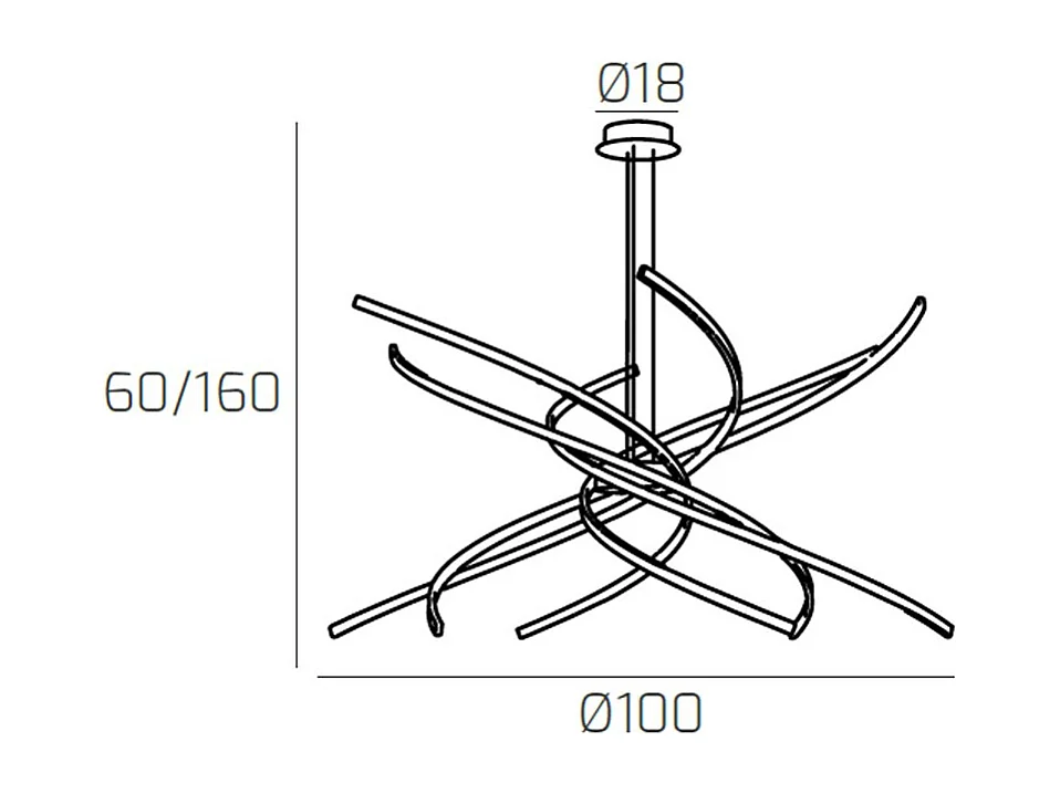 Lustre LED moderno Top Light Tornado 88W 5950LM preto - Luz branca natural - Luminária pendente