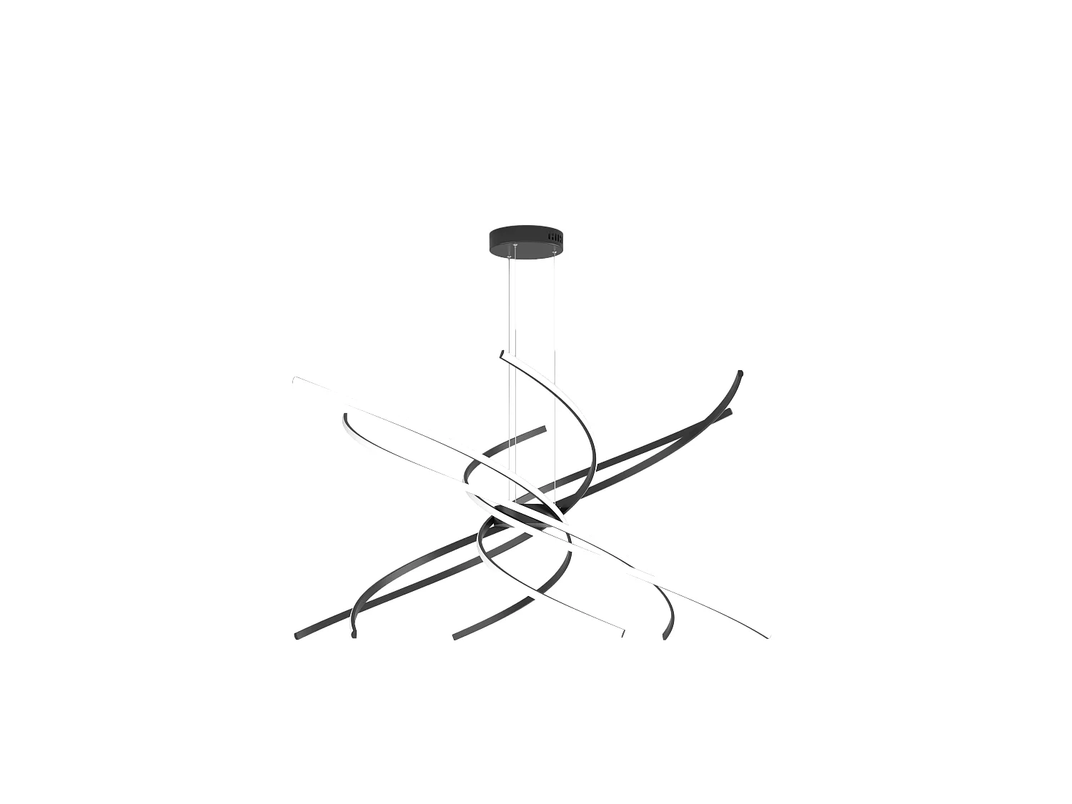 Sospensione Moderna Tornado Alluminio Nero Led 88W D.100Cm Luce Naturale