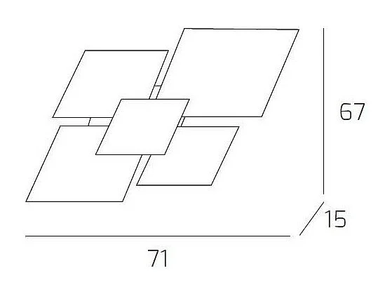 Moderne plafondlamp 1088/70-BI Wit Glas 4xE27