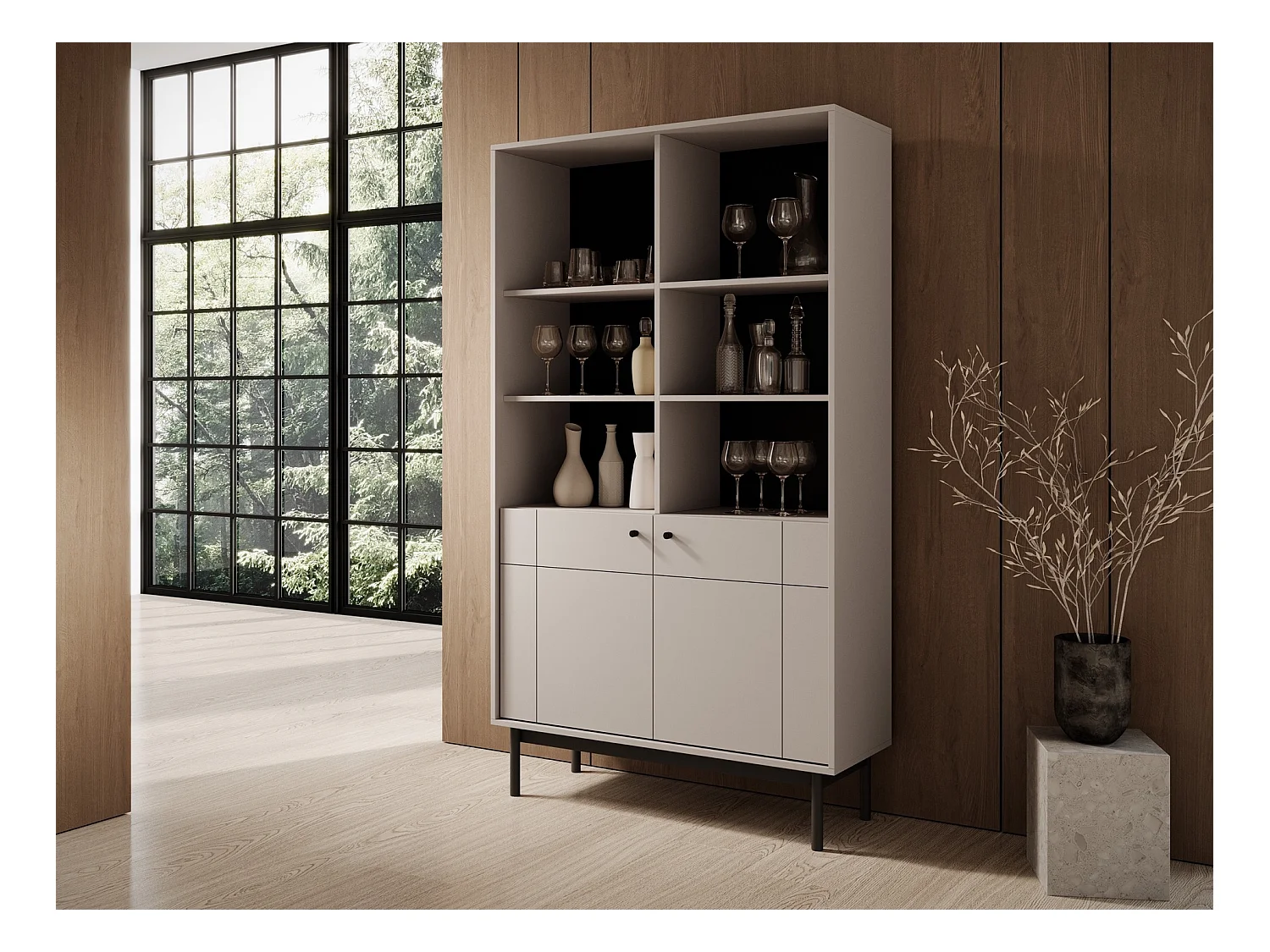 Bibliothèque avec 2 portes - 104 cm - grėge - JAPANDIES