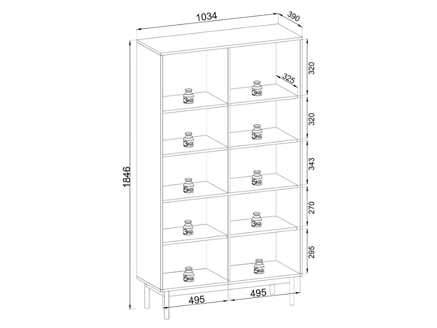 Bibliothèque avec 2 portes - 104 cm - grėge - JAPANDIES