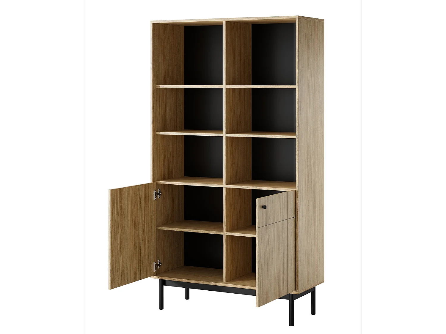 Bibliothèque avec 2 portes - 104 cm - aspect chêne - JAPANDIES