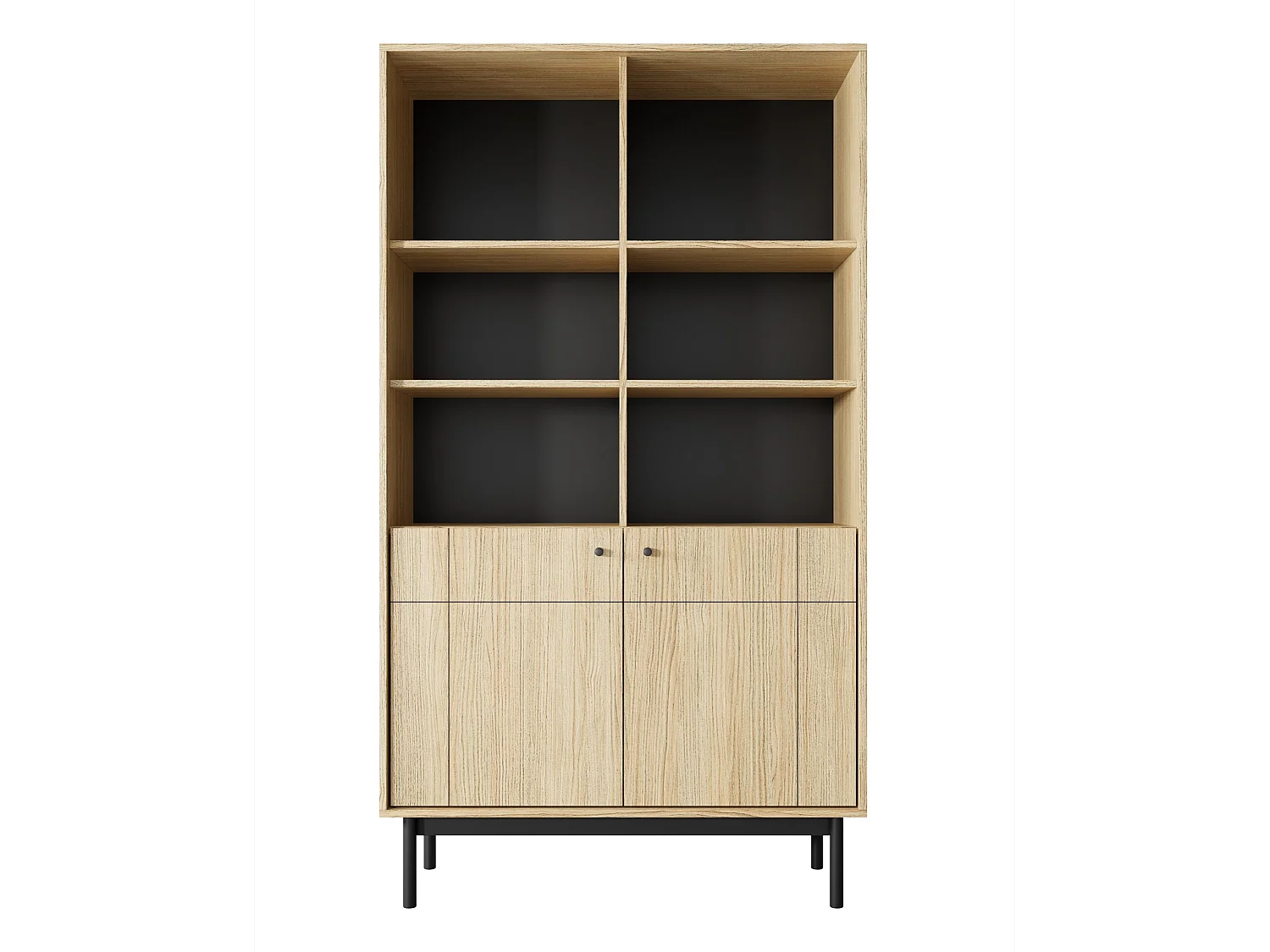 Bibliothèque avec 2 portes - 104 cm - aspect chêne - JAPANDIES