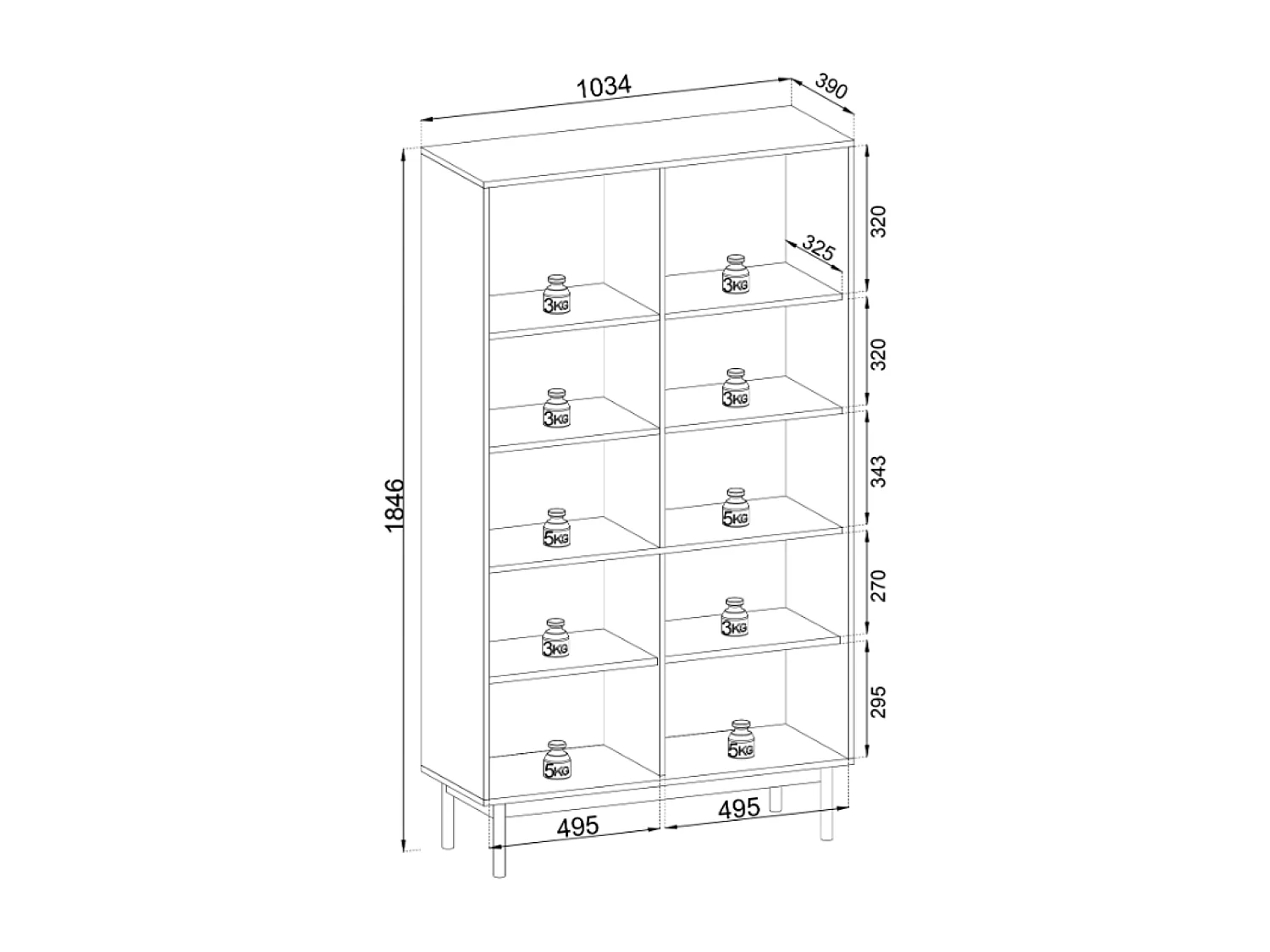 Bibliothèque avec 2 portes - 104 cm - aspect chêne - JAPANDIES