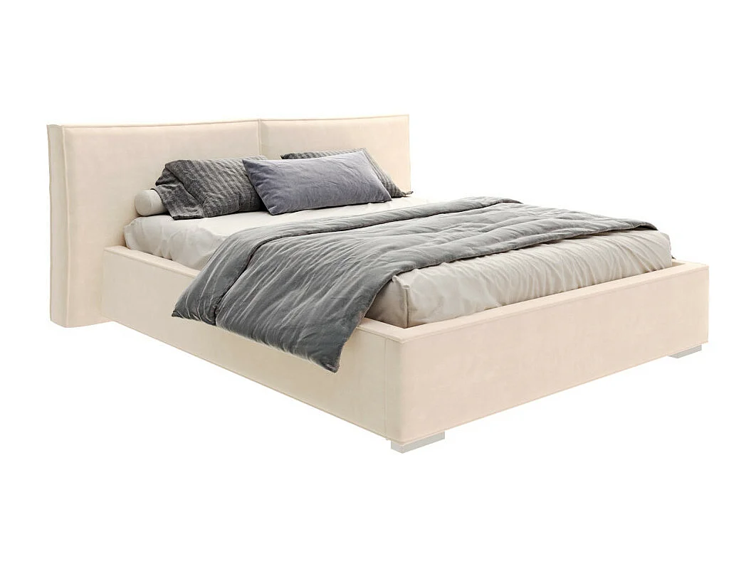 Lit coffre BRISTOL 140 x 190 cm avec sommier à lattes relevable Beige Clair