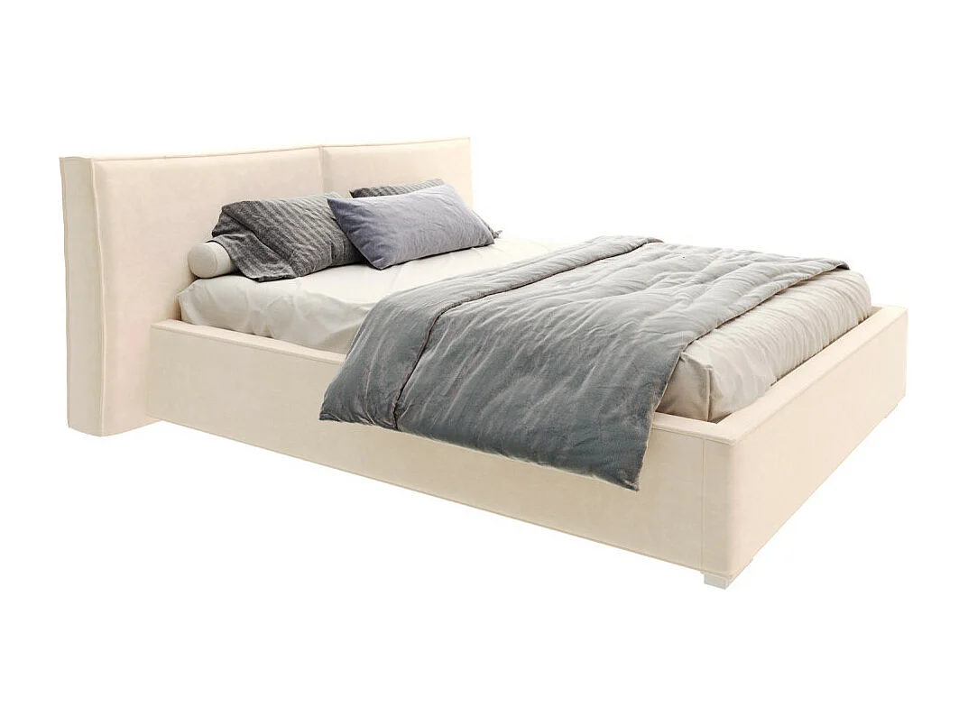 Lit coffre BRISTOL 140 x 190 cm avec sommier à lattes relevable Beige Clair