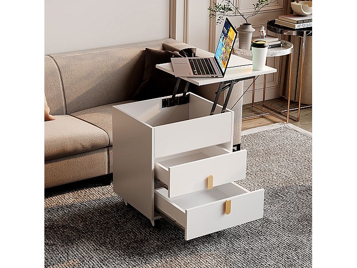 Comodino Tecnologia Intelligente Comodino LED Lvifur - 2 Cassetti, Ricarica Wireless, Sensore Automatico RGB Lampade Da Comodino