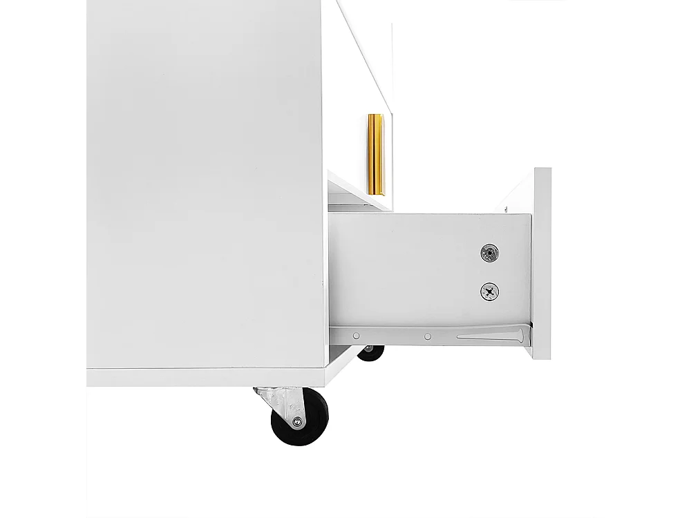 Mesa de cabeceira com porta de carregamento USB, incl. mesa elevatória, design de roldana móvel, duas gavetas, branco