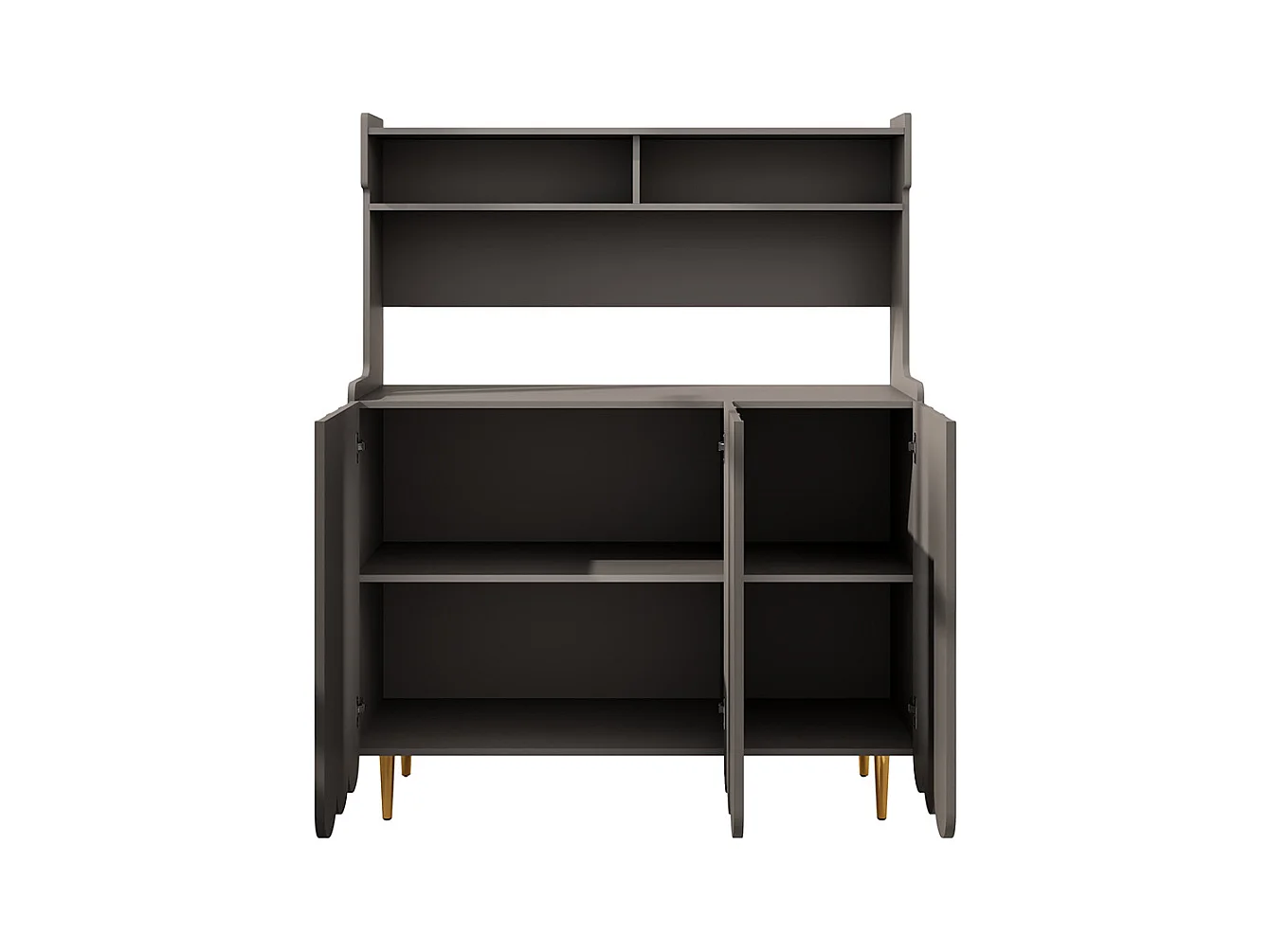 Aparador cinzento (120 x 40 x 151 cm), aparador de cozinha, estilo moderno e minimalista, prateleiras abertas