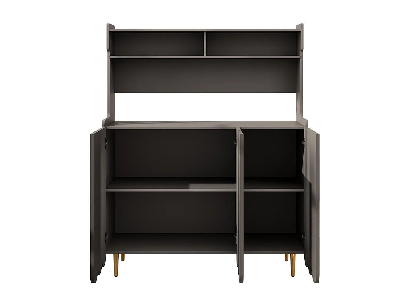 Aparador cinzento (120 x 40 x 151 cm), aparador de cozinha, estilo moderno e minimalista, prateleiras abertas