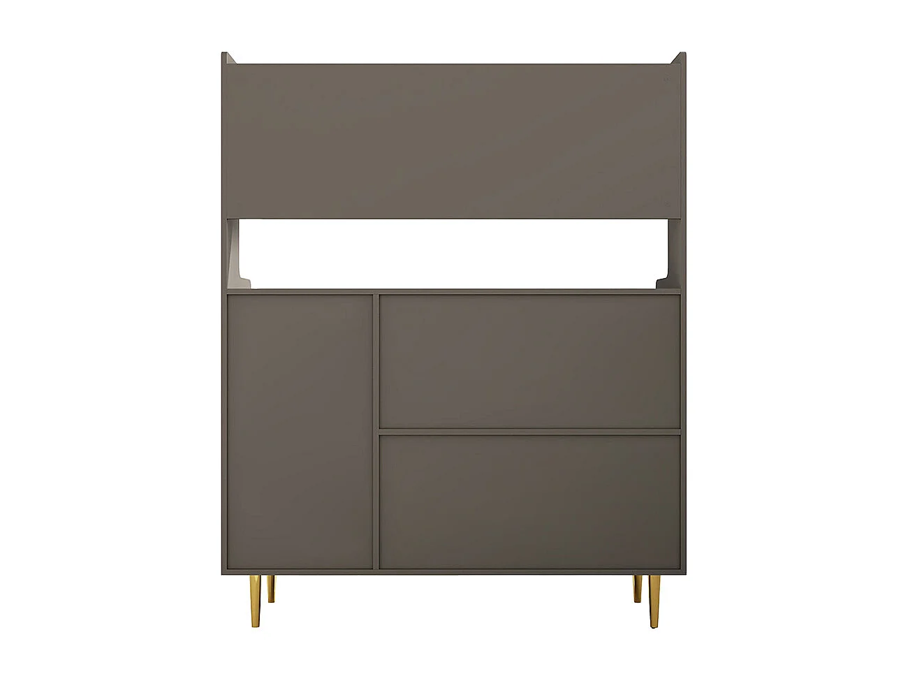 Aparador cinzento (120 x 40 x 151 cm), aparador de cozinha, estilo moderno e minimalista, prateleiras abertas