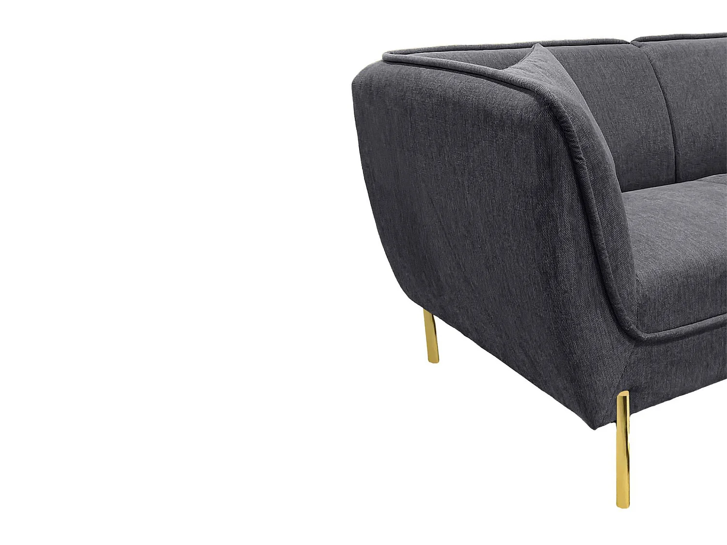 Canapé droit 2 places tissu gris et piétement doré - DIJON