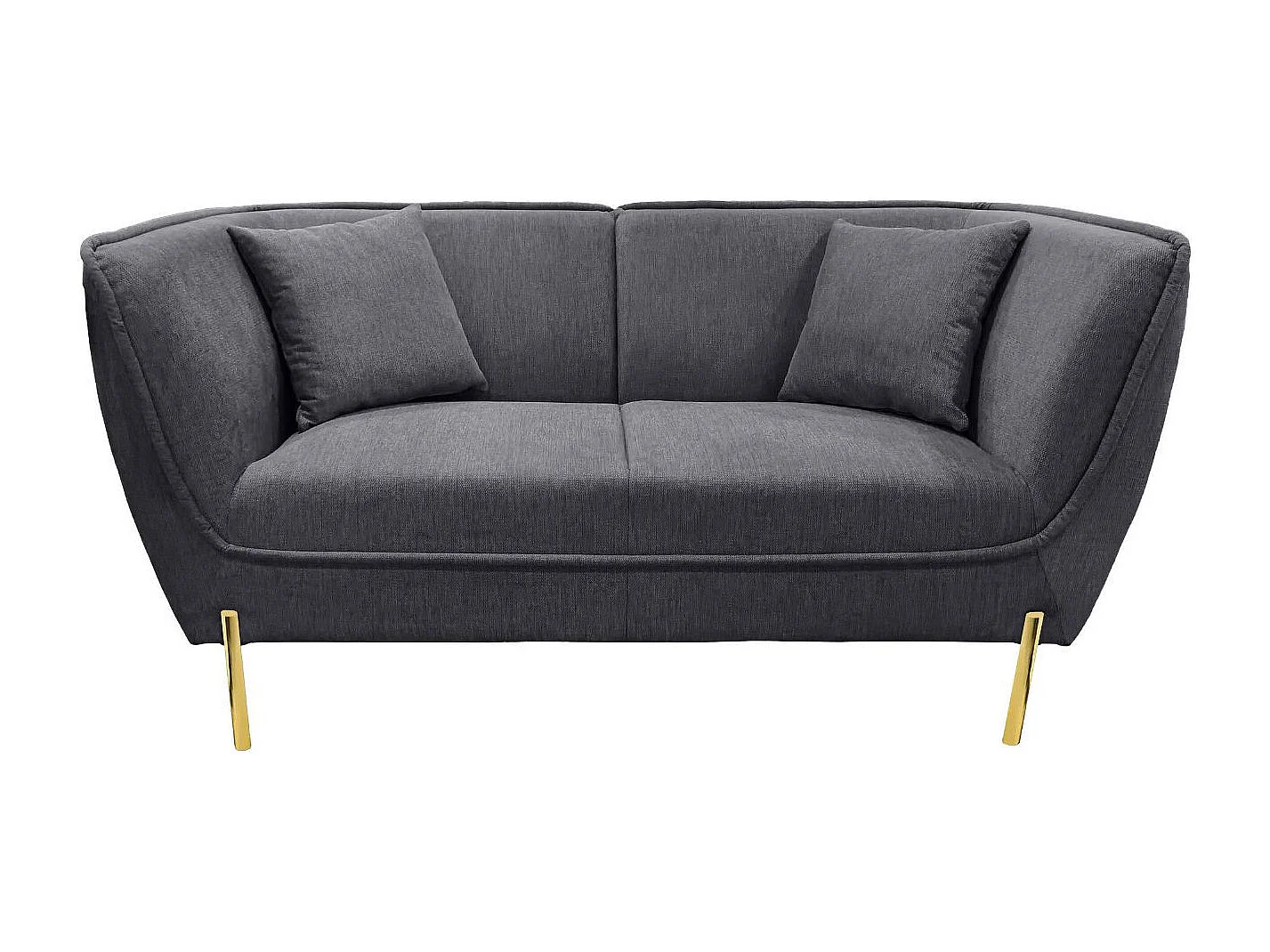 Canapé droit 2 places tissu gris et piétement doré - DIJON