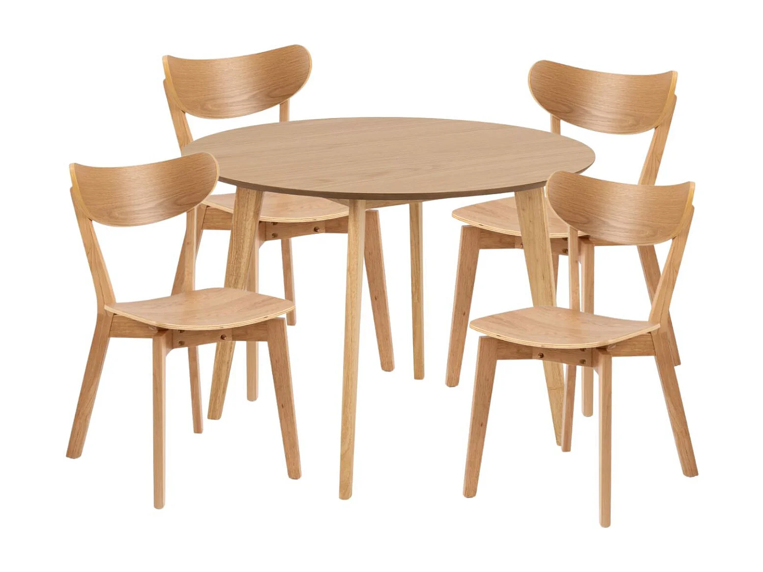 Table ronde en chêne D105 + 4 chaises chêne - LETA
