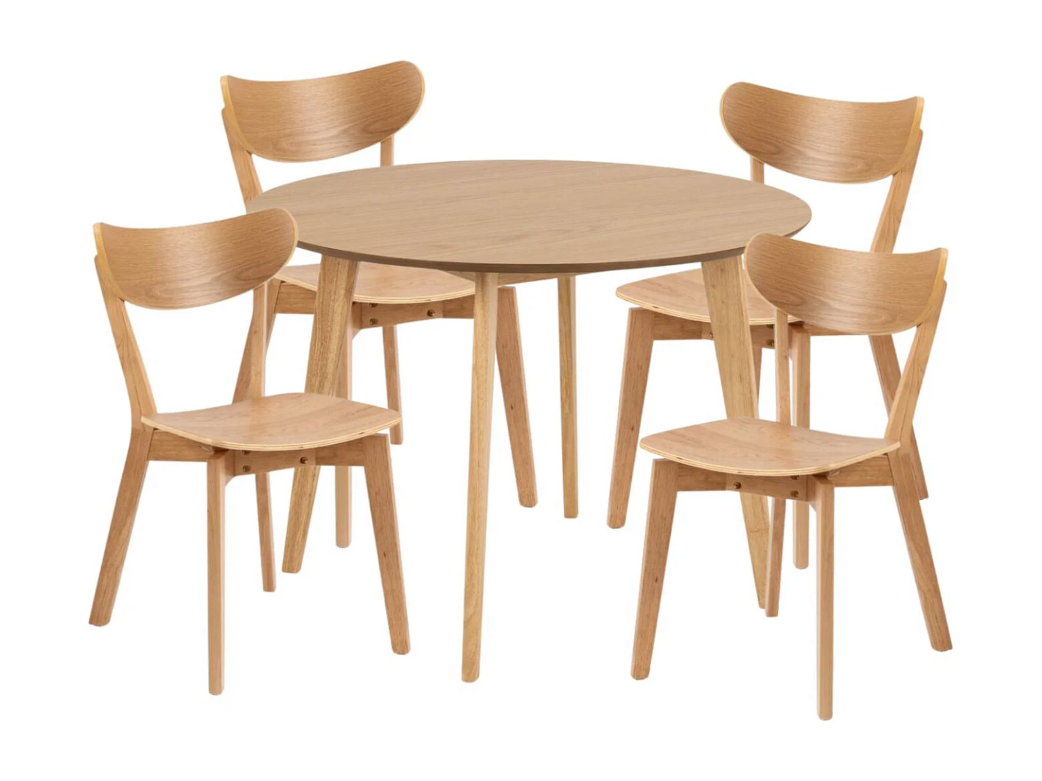 Table ronde en chêne D105 + 4 chaises chêne - LETA