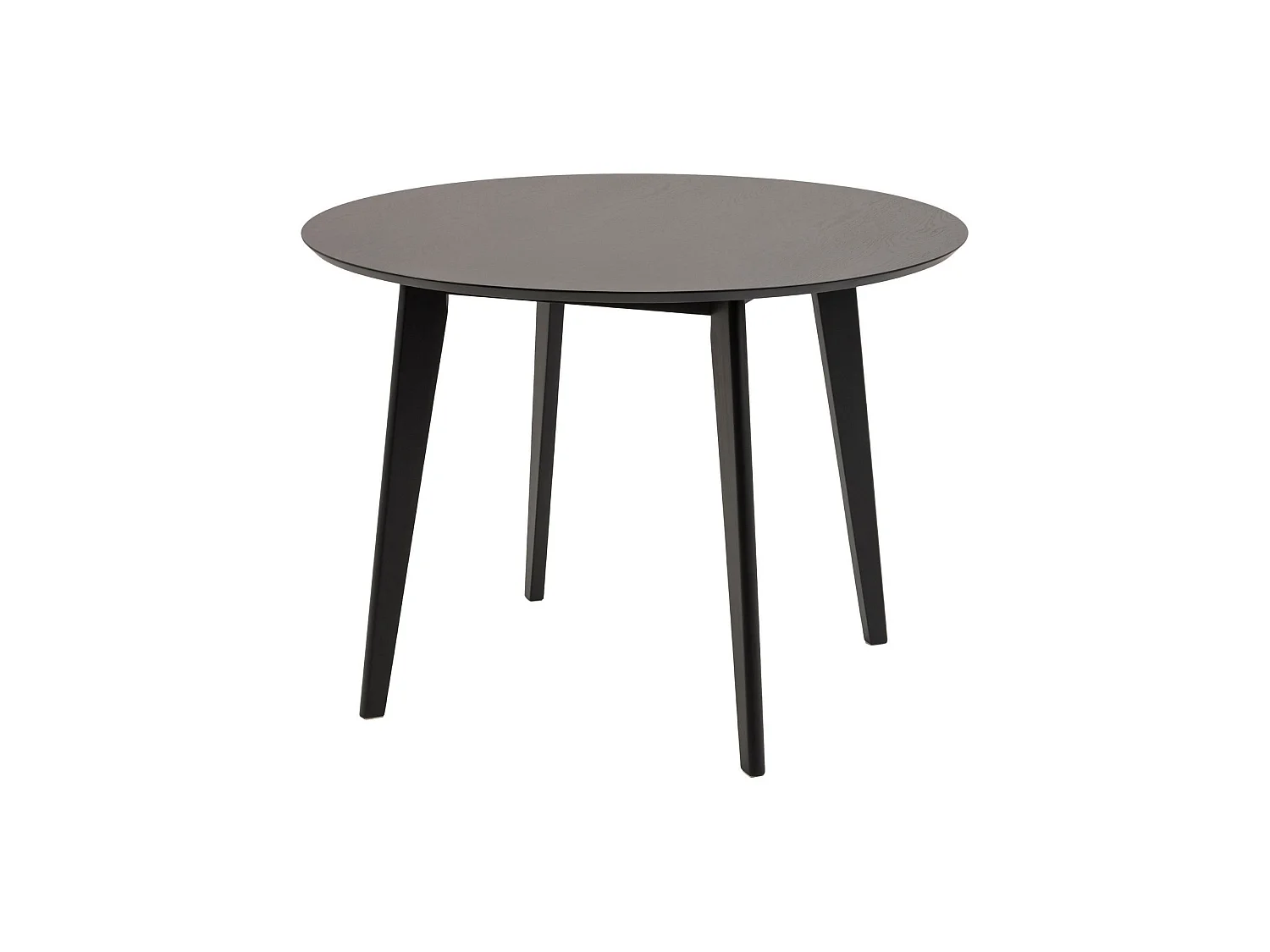 Table ronde en bois noir D105 + 4 chaises en bois noir - LETA