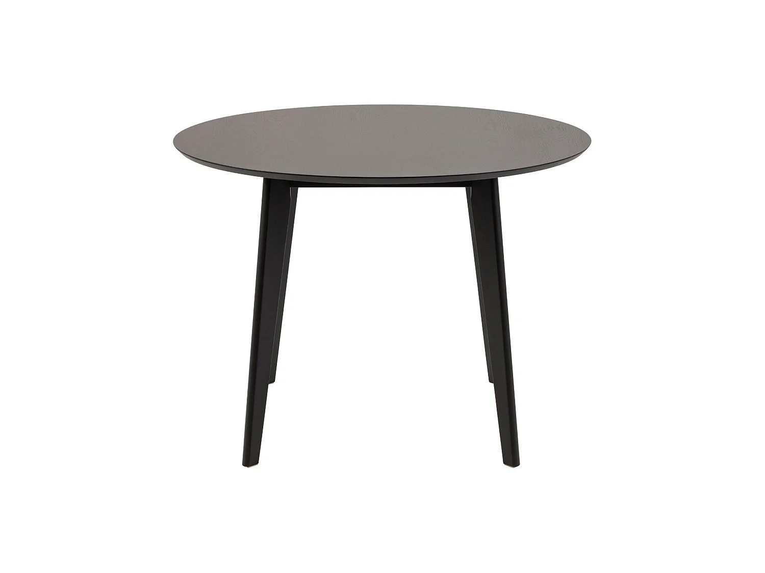 Table ronde en bois noir D105 + 4 chaises en bois noir - LETA