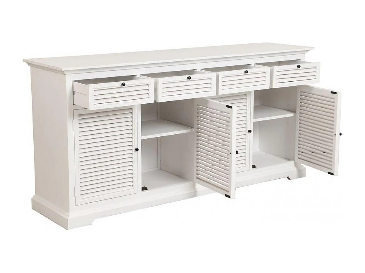 Buffet bas 4 portes 4 tiroirs Bois Blanc - Vénitiennes Interior's
