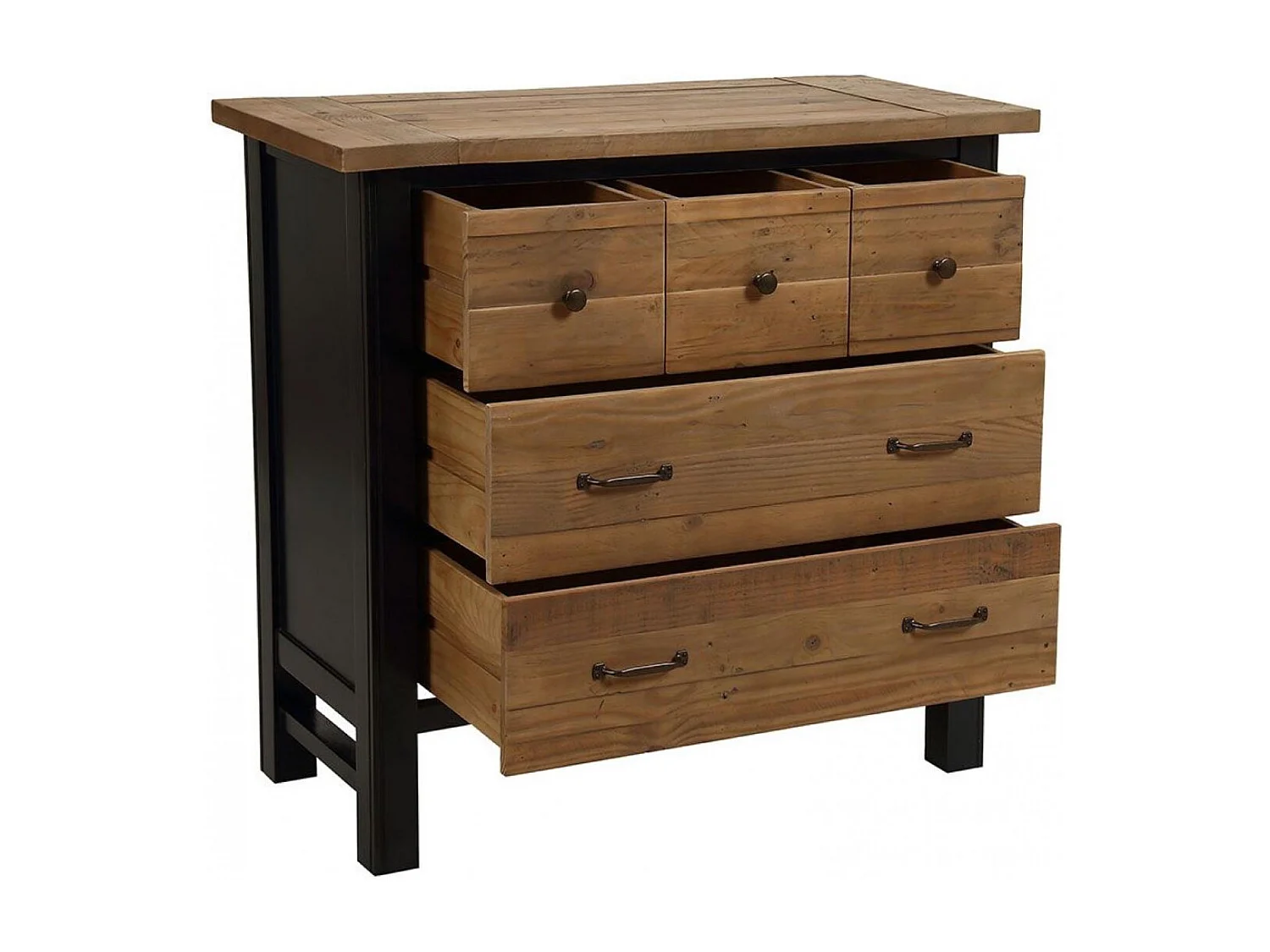 Commode 5 tiroirs MDF Noir - Rivages Interior's