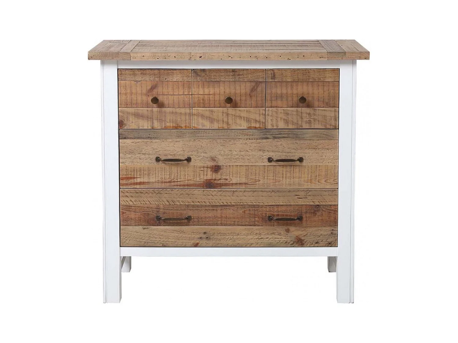 Commode 5 tiroirs l100 Bois Blanc - Rivages Interior's