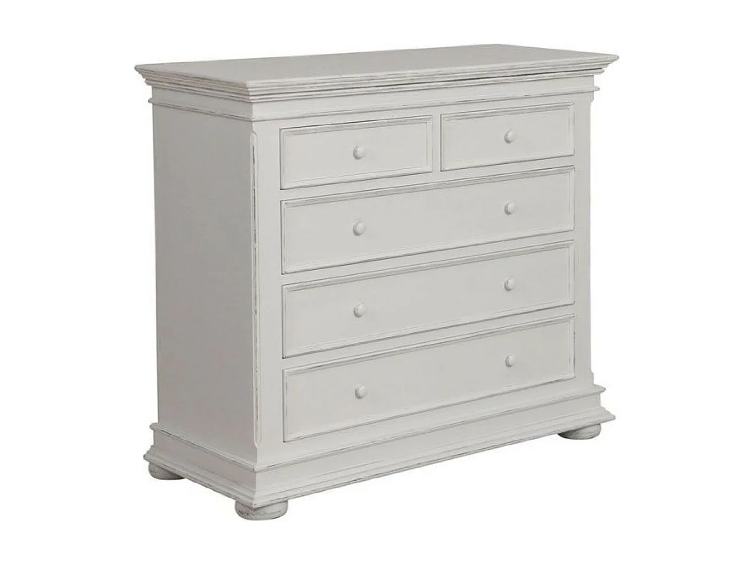 Commode 5 tiroirs pieds arrondis MDF Blanc - Harmonie Interior's