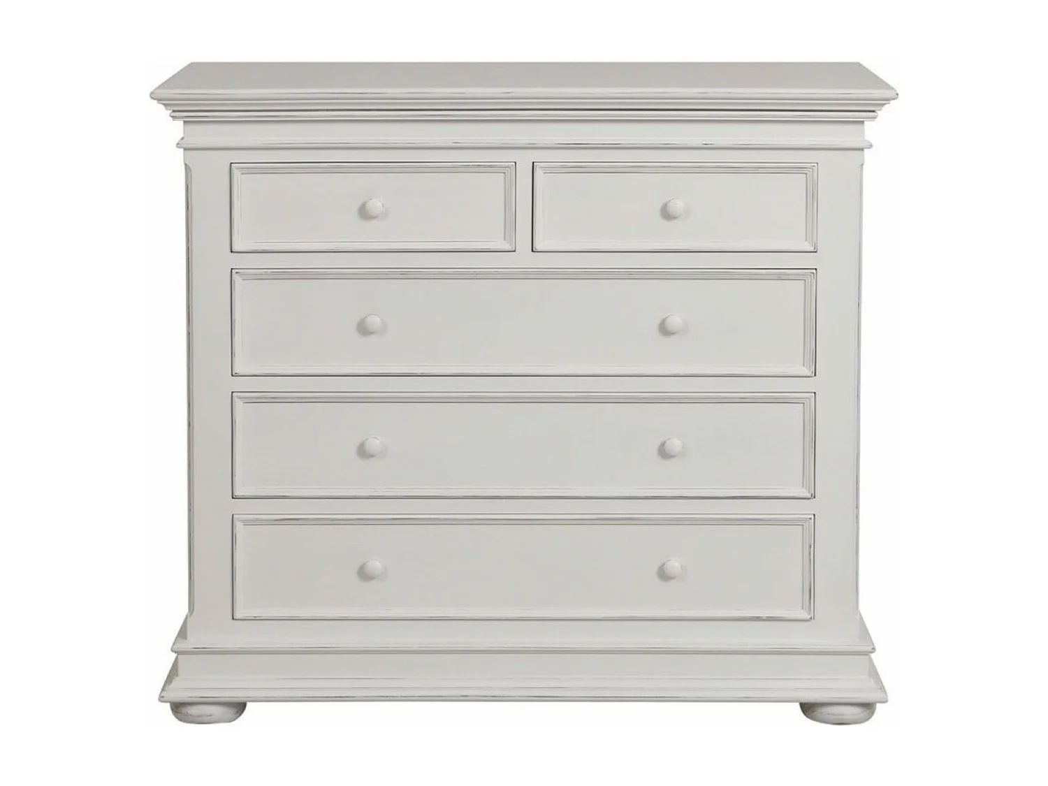 Commode 5 tiroirs pieds arrondis MDF Blanc - Harmonie Interior's