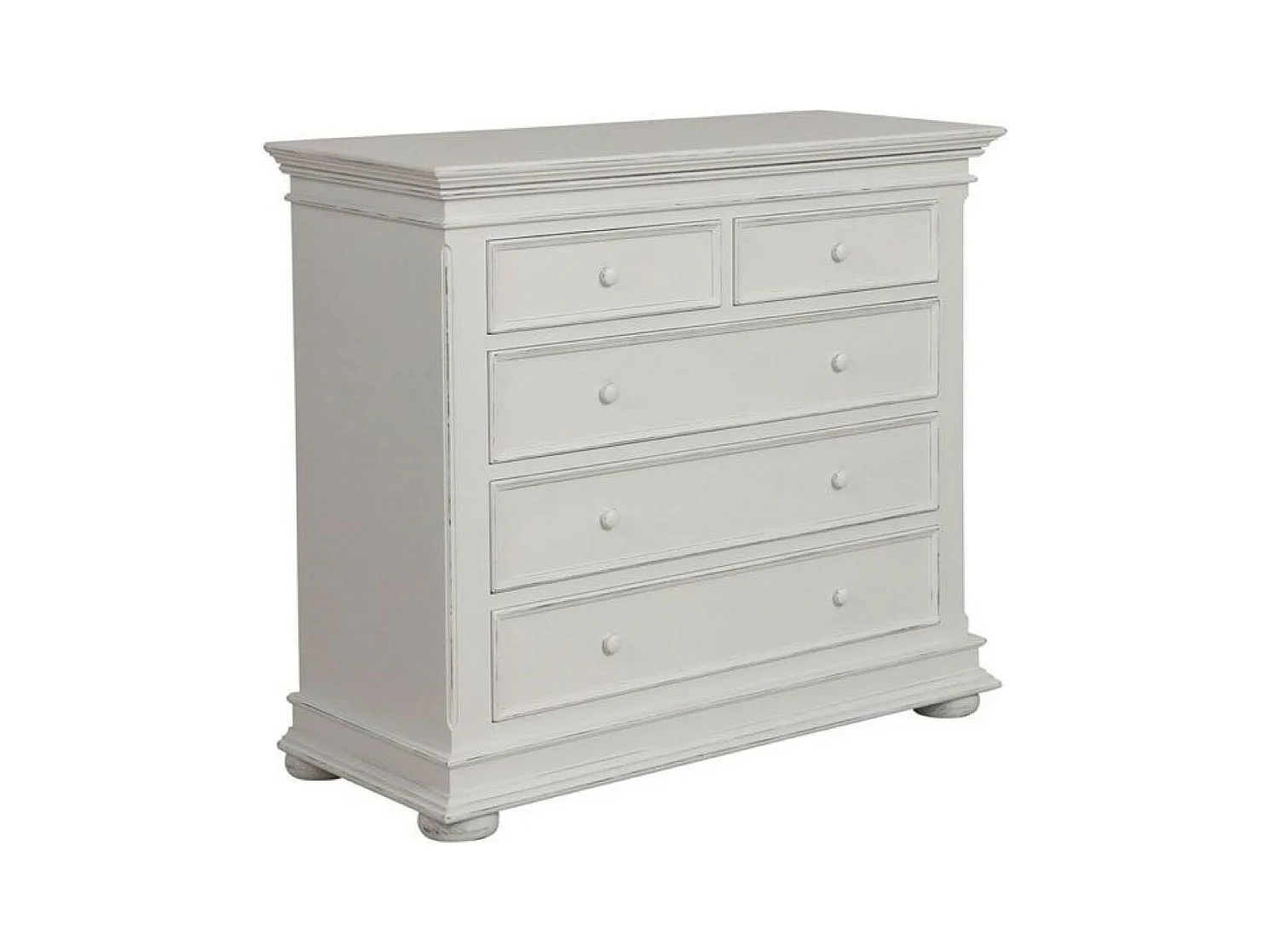Commode 5 tiroirs pieds arrondis MDF Blanc - Harmonie Interior's